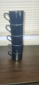 DANSK BISTRO Tazas Planas Apilables Azul Cobalto Japón Bisserup Taza Lote de 5 - Imagen 1 de 5