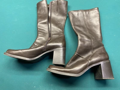 Women's BASS - SCARLET Brown Leather CHUNKY Heel boots size/10m - Image 1 of 4