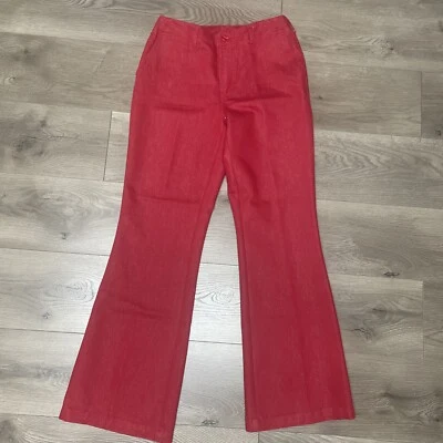 Pantalones de mezclilla Newport News Jeanology para mujer 10 rojos dorados brillantes acampanados bootcut Foto 1 de 4