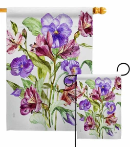 Ramo violeta alpino jardín bandera floral decorativo pequeño regalo patio casa pancarta - Imagen 1 de 17
