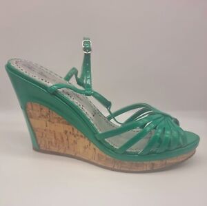 Red Herring Green Wedge Sandals Size 7
