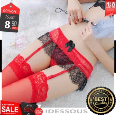 Strapse Strapsgürtel Strümpfe Set Reizwäsche Rosa Strumpfhalter Dessous S M L - Bild 1 von 4