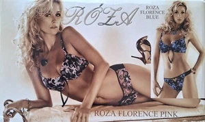 Roza Florence Luxury Embroidered Thong or Brief Size S M or L Black/Pink or Blue - Picture 1 of 17