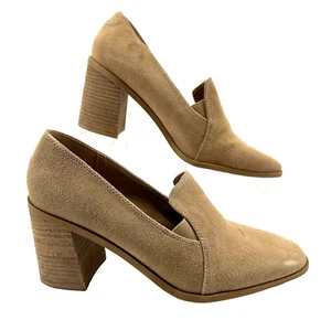 Mocasín Joie Wevenly Bloque Tacón Alto Mujer 9 Beige Tostado Gamuza Sin Cordones Plataforma - Imagen 1 de 8