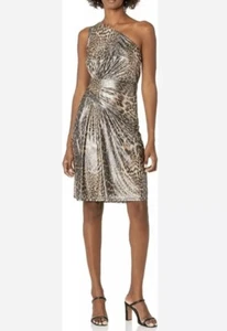 NWT SHO by Tadashi Shoji Leopard One Shoulder Shift Dress Size XL MSRP $262 - Picture 1 of 11