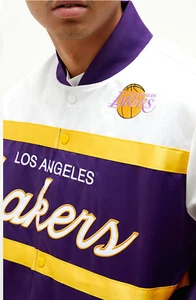 Mitchell & Ness Los Angeles Lakers HWC Heavyweight Satin PURPLE Jacket - Picture 1 of 12