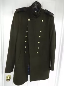ZARA MAN DENIM COUTURE Military Double breasted Zipper Olive Coat Jacket L - Picture 1 of 12