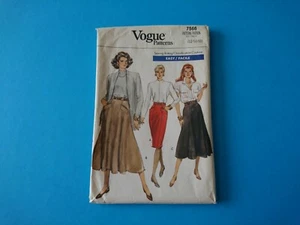VOGUE SCHNITTMUSTER 7566 Größe 12 14 16 MISSES PETITE ROCK Vintage 1989 "UNCUT" - Bild 1 von 6