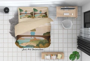 3D Girl Rural Painting Kids Quilt Cover Set Duvet Cover Bedding Pillowcases - Picture 1 of 6