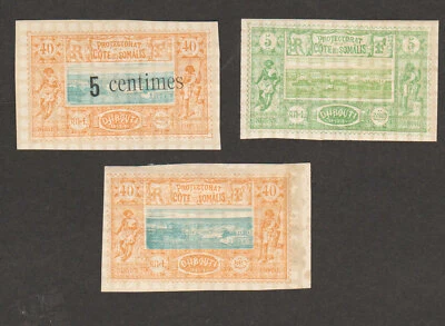 Somali Coast Stamps #10, #15, #28 Hinged #28 No Gum CV $73.50 - Image 1 of 2
