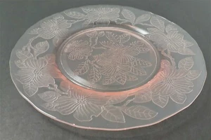 Vintage Jeannette 8" Floral Pink Depression Glass Salad Dessert Plate 1221 - Picture 1 of 5