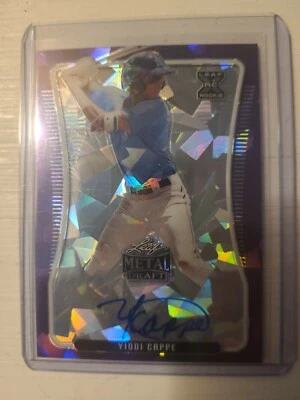 2020 Leaf Metal Draft YIDDI CAPPE SP purple crystals prospect auto-7/10-Marlins - Image 1 of 2