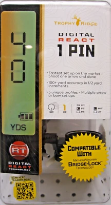 Trophy Ridge Digital React One, 1 Pin .019, destro, mira, Mathew’s/Bridge-Lock-Novo - Imagem 1 de 4