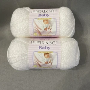 Lot Of 2 Bernat BABY Yarn Super Fine WHITE 35402 1.75 oz. 50g Made In Turkey - Picture 1 of 5