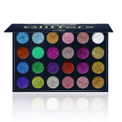 24 Color Pressed Glitter Eyeshadow Palette - Mineral Ultra Shimmer Makeup Palett - Image 1 of 4