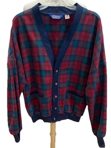 Pendleton Jacket VTG 1970s Wool Cardigan USA holiday Mens Plaid Coat Size L Rare - Picture 1 of 4