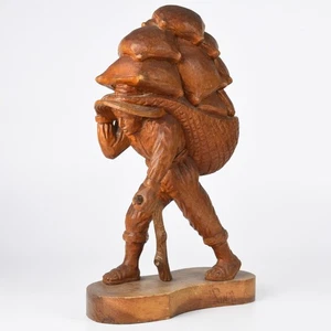 J Pinal Signed 12" Carved Wood Statue Mexican Folk Art Farmer with Sacks - Picture 1 of 10