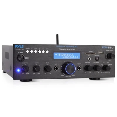 200W Pyle Bluetooth Stereo Amplifier Receiver for Home Theater and Karaoke Sy... - Image 1 of 4