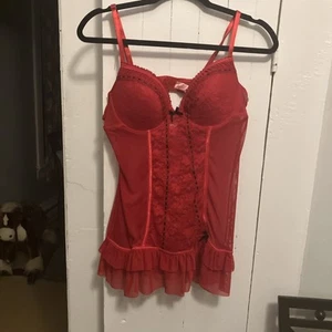 Jezebel lingerie Red black ribbon accents size XL - Picture 1 of 14