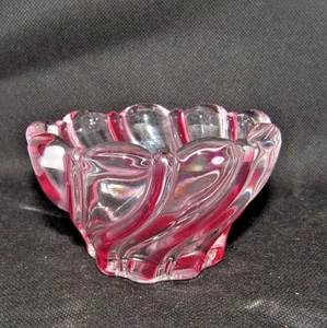 Red Peppermint Swirl Crystal Mini Candy Dish  4.25"x2.75" - Picture 1 of 2