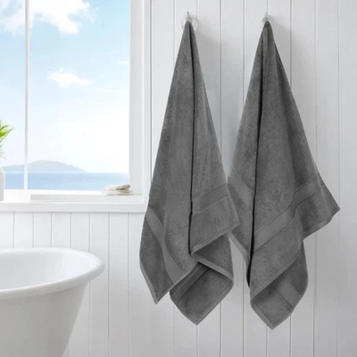 Juego de 2 toallas de baño suaves absorbentes de felpa de algodón egipcio 800GSM Foto 1 de 3