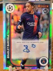 Bradley Barcola 2024 Topps Merlin Silver Auto RC #AU-BB Paris Saint Germain - Imagen 1 de 5