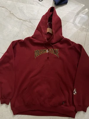 Vintage Volcom Stone Surf Skate Hoodie Baggy Maroon Red size Medium fits baggy - Image 1 of 4