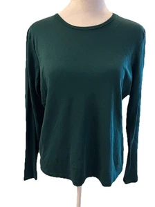 L.L. Bean 100 % Supima Baumwolle grün U-Ausschnitt Langarm Damen Größe M-Reg - Bild 1 von 3