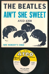 Beatles 1964 ATCO RECORDS 'AIN'T SHE SWEET' PICTURE SLEEVE IN VG+++ COND WITH 45 - Picture 1 of 2