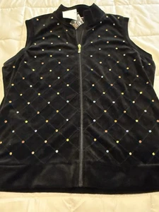 New Quacker Factory Women's Velour Vest Black Size XL X-Large Womens Jacket - Picture 1 of 3