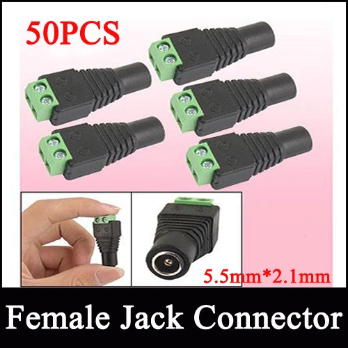 50 PCS 2.1 x 5.5mm DC Power Female Plug Jack Adapter Connector for CCTV Camera - Image 1 of 1