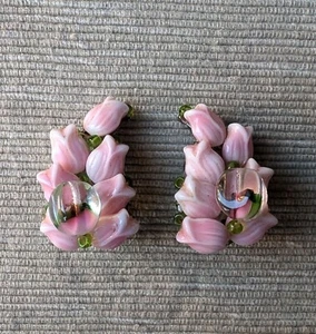 West Germany Orecchini Vintage Fiori Rose - Foto 1 di 8