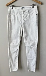 Weiße Jeans von Kensie Größe 4 27 mühelos Ankle Skinny Hose abgenutzt ausgefranster Saum - Bild 1 von 11