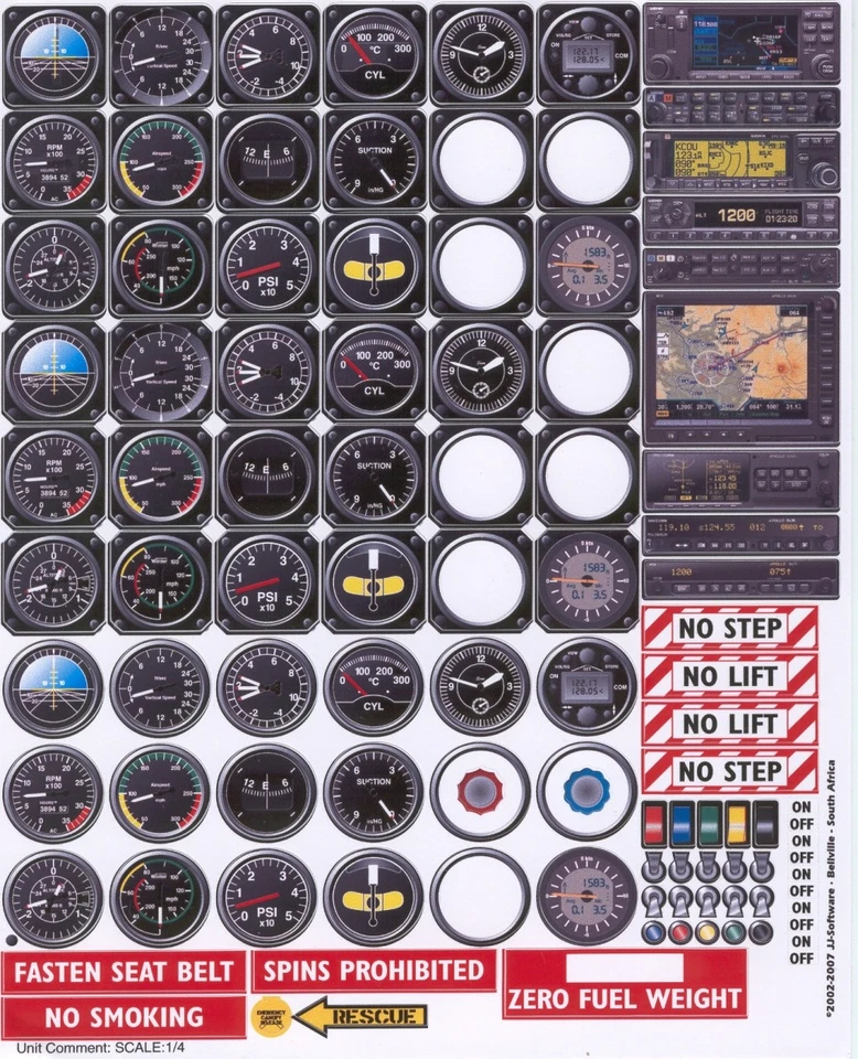 3D Cockpit Instrumente - Aufkleber - Scale 1:3 - Bild 1 von 1