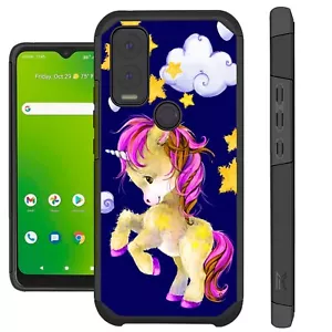 FUSION Case For Cricket Innovate E 5G (2022) Hybrid Phone Cover KICKING UNICORN - Picture 1 of 4