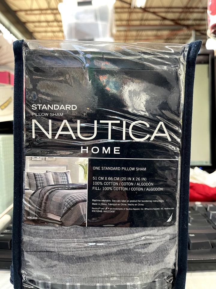 Nautica Adelson Quilted Standard Pillow Sham in Navy 1002b