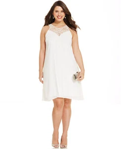 Trixxi Women's Plus Size Crochet A-Line Dress (2X, Ivory) - Picture 1 of 2