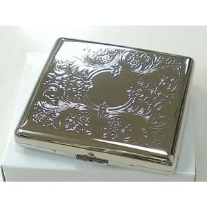 Arabeske Muster Zigarettenetui 20 Aufbewahrung Silber Edelstahl Tsubota Pearl - Bild 1 von 6