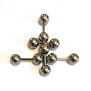 Sterilized Surgical Steel 14g to 6g 1/2" with Solid 10mm Ball FRENUM Barbells. - Picture 1 of 6