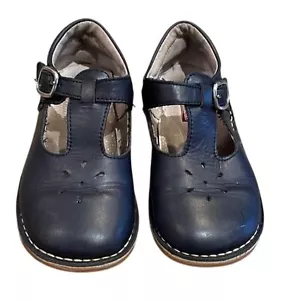 L'Amour Navy Blue Leather T-Strap Mary Jane Shoes Girls Size 1 - Picture 1 of 12