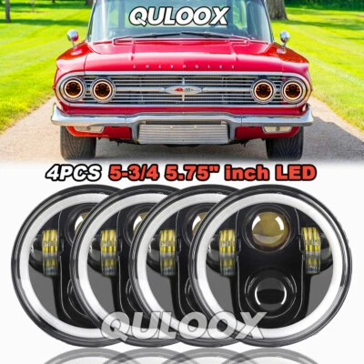 4PCS 5.75" LED Headlights Bicolor Halo DRL fit Chevrolet Camaro Caprice Biscayne Foto 1 de 4