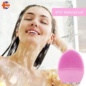 Sonic Facial Cleansing Brush,Pore Deep Clean,Gentle Silicone,Rechargeble (Pink) - Picture 1 of 6