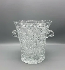Signed Yasemin All Over Cut Glass Crystal Champagne Wine Cooler Ice Bucket - Picture 1 of 9