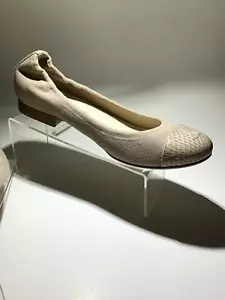 Piatti da balletto Chanel beige scuro in tela/cappello serpente CC (taglia 37,5) - Foto 1 di 12