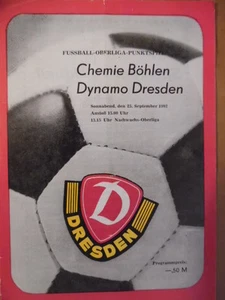 Dynamo Dresden - Chemie Böhlen 25.9. 1982 Fußball-Oberliga Fußballprogramm 26 - Picture 1 of 1