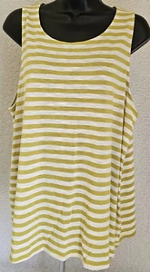 Faded Glory Womens Shirt Top Size XXL 20 2XL 2X Large White Green Warm Olive - Picture 1 of 24