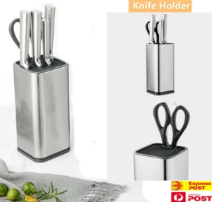 Soporte de cuchillo de acero inoxidable bloque cuchillo barril universal herramientas de cocina almacenamiento - Imagen 1 de 9