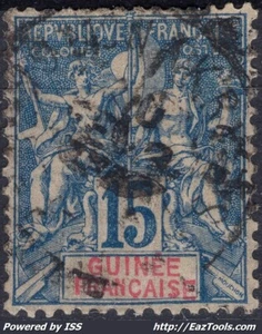 GUINEE TYPE GROUPE 15c BLEU N° 6 AVEC OBLITERATION - Picture 1 of 2