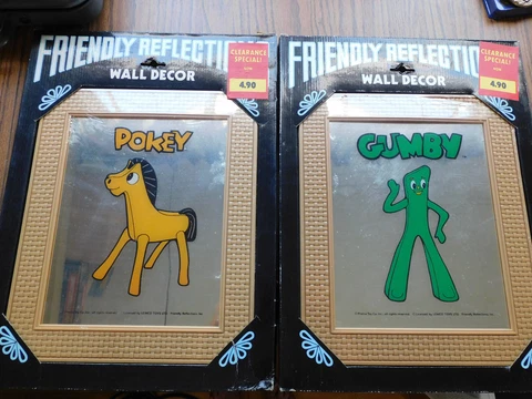 Gumby and Pokey Set of Mirrors Wall Decor Friendly Reflections 1984 NOS Cover