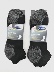 NEW 4 PAIRS DR SCHOLL'S WOMEN ADVANCED RELIEF LOW CUT LARGE NON BINDING BLACK - Picture 1 of 3